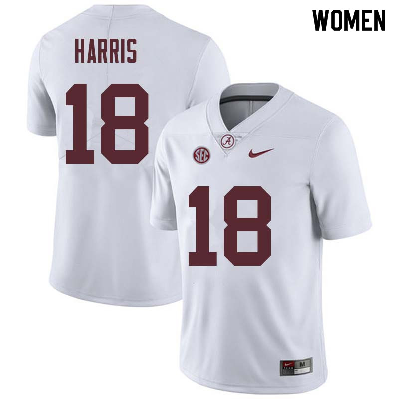 Alabama Crimson Tide Women's Wheeler Harris #18 White NCAA Nike Authentic Stitched College Football Jersey SF16D01QF